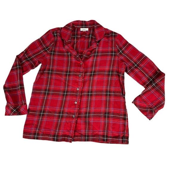 J.Jill Womens XS Petite Red Plaid Flannel Pajamas - Picture 5 of 11
